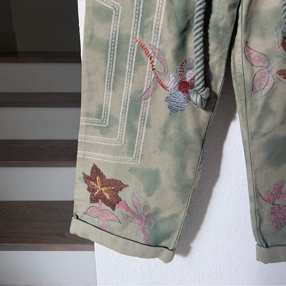 NWT Free People We The Free Electric Sands Embroidered Pants in Green - Picture 8 of 10